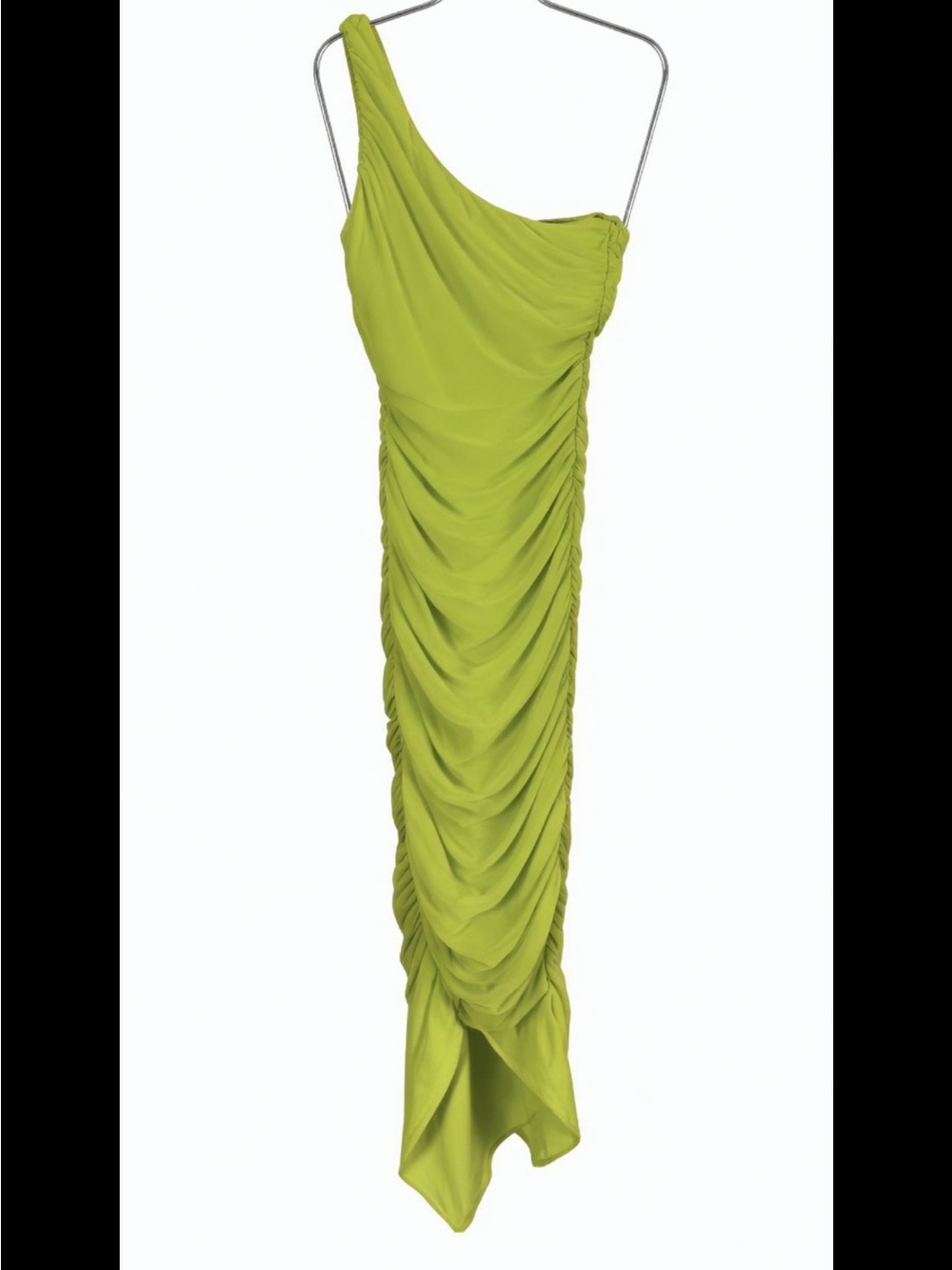House of CB Lime Green Strapless Ruched Midi Dress - Picture 7 of 7